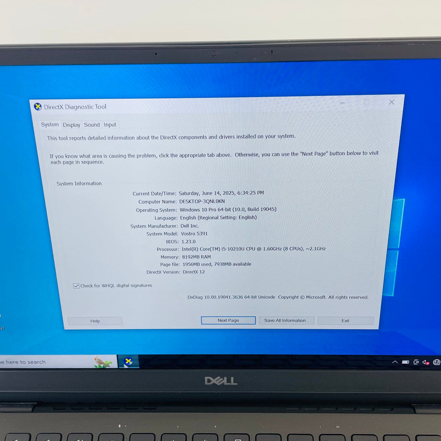 Dell Vostro 5391 13.3" FHD i5 10th Ram 8GB SSD 256GB